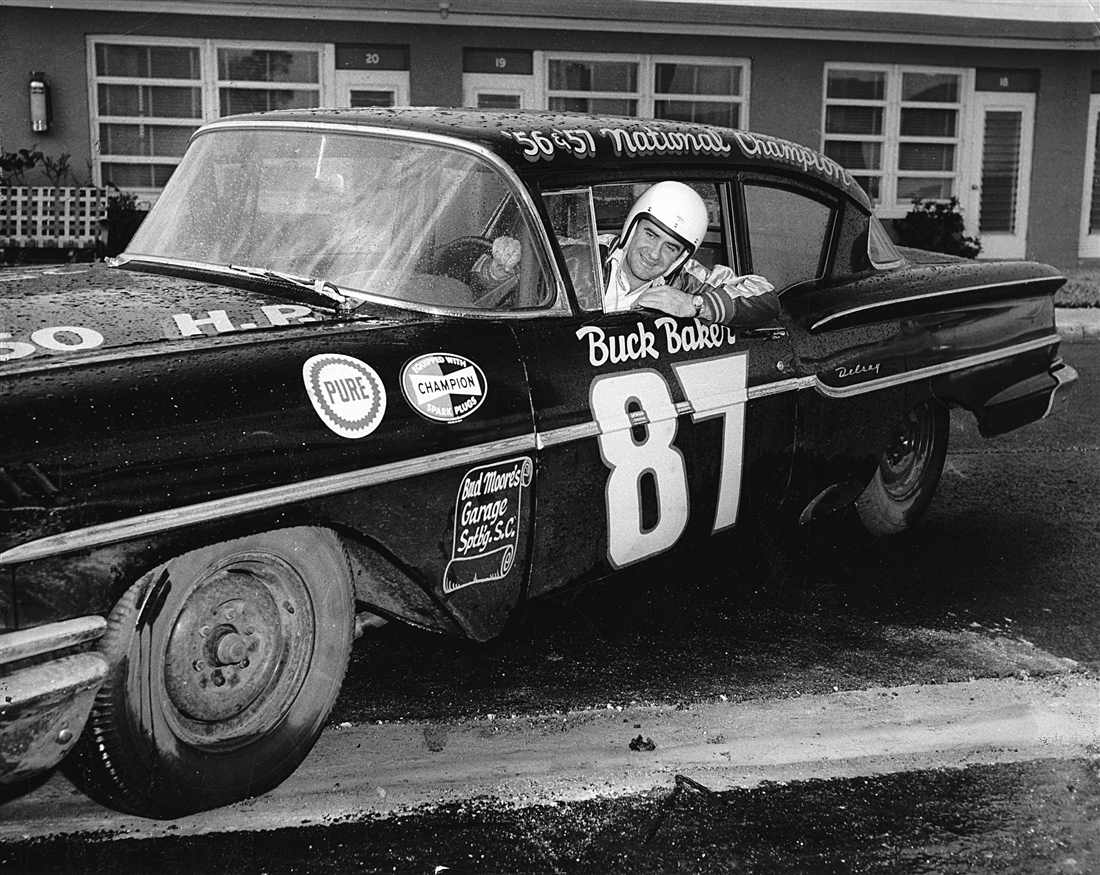 <p>1957: Buck Baker (pictured in a 1958 Chevrolet)</p>